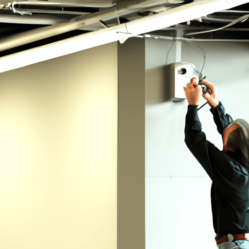 3. תמונה של בעל מקצוע עורך בדיקת חשמל במבנה מסחרי.