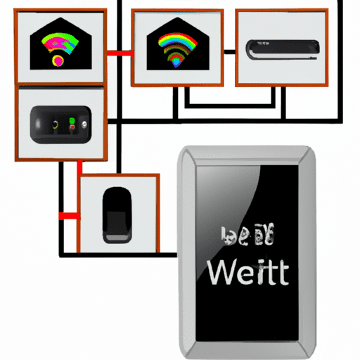 תמונה של בית מודרני הממחיש מכשירים חכמים שונים, כולל מתגי WIFI.